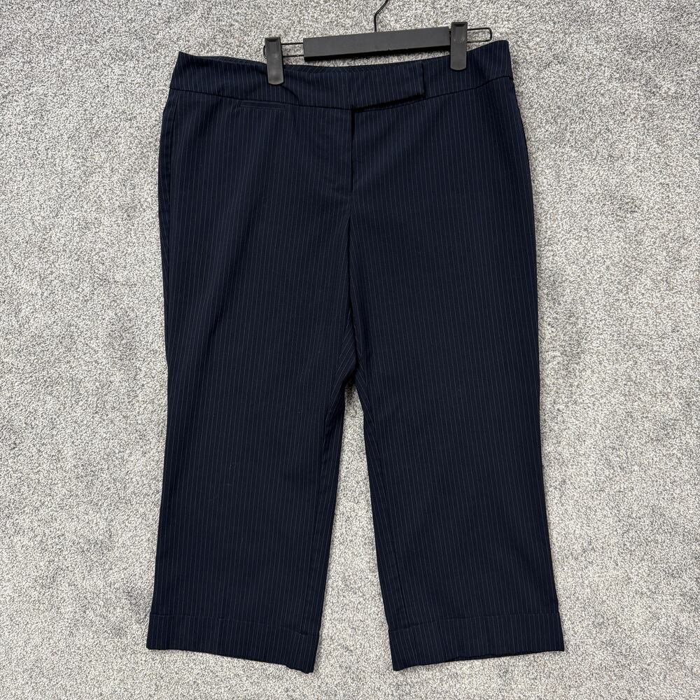 New York & Company Capri Pants Womens 12 Blue Pinstripe Straight Stretch Office